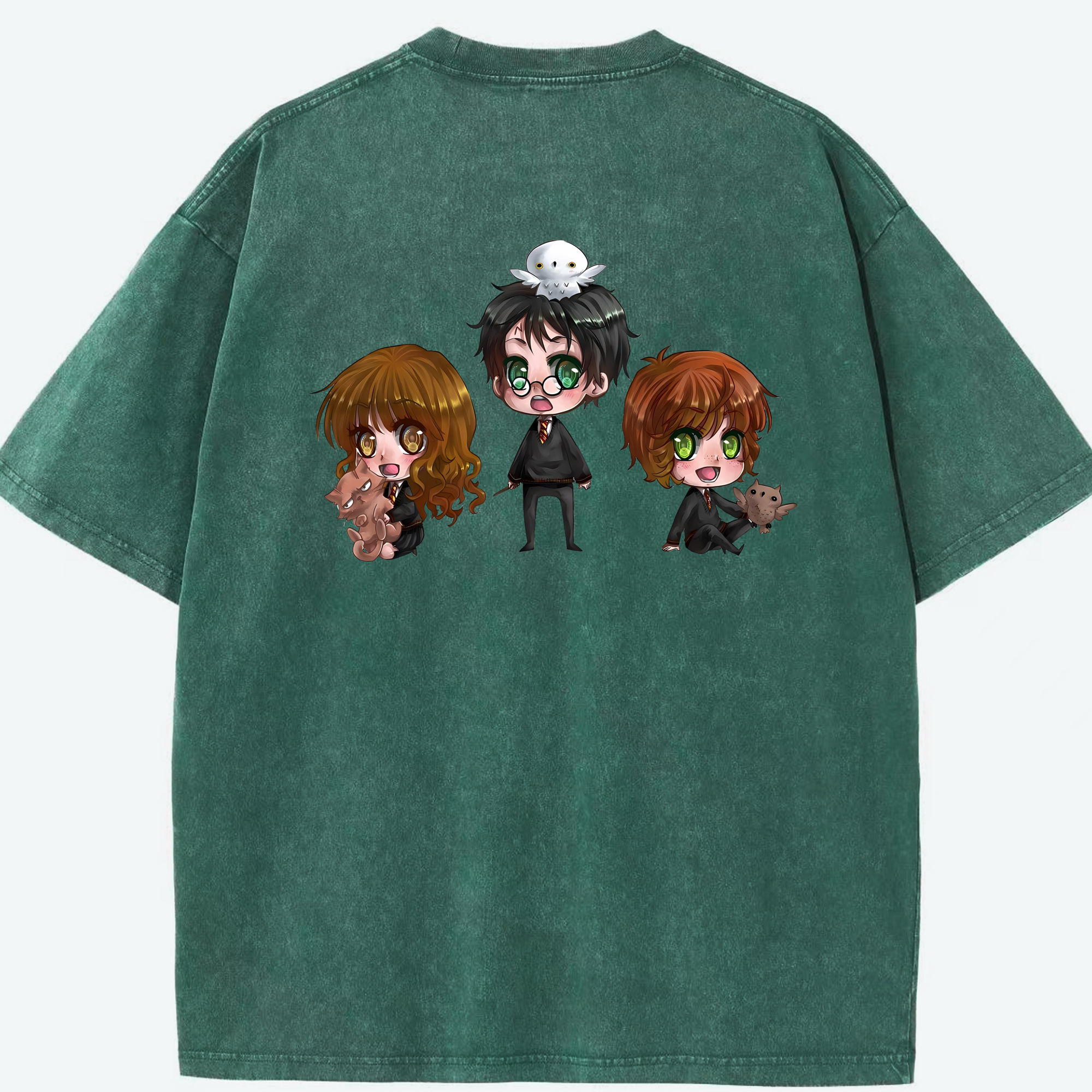 （画像用） Harry Potter ハリー・ポッターシリーズ 綿100% ヴィンテージ風 半袖Tシャツ（背面プリント）